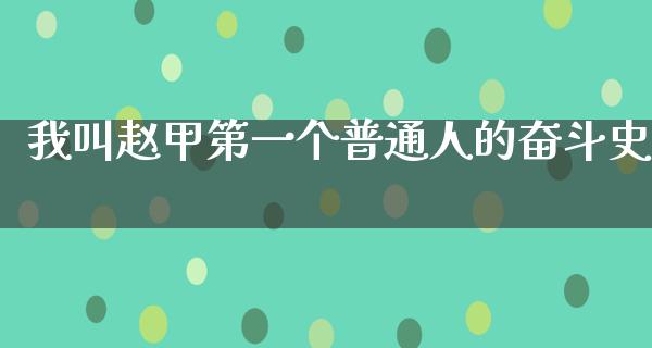 我叫赵甲第一个普通人的奋斗史