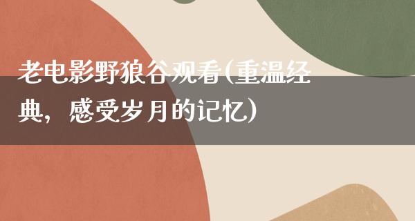 老电影野狼谷观看(重温经典，感受岁月的记忆)