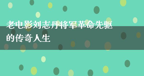 老电影刘志丹将军革命先驱的传奇人生