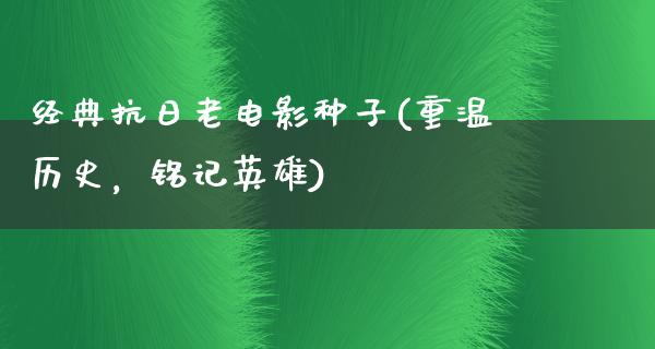 经典抗日老电影种子(重温历史，铭记英雄)