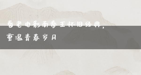 看老电影南拳王怀旧经典，重温青春岁月