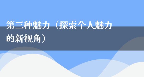 第三种魅力（探索个人魅力的新视角）