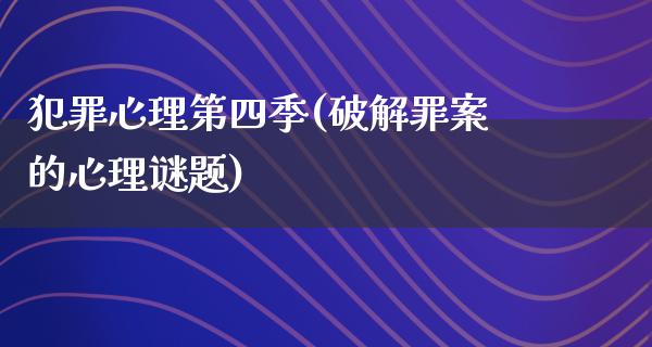 犯罪心理第四季(**罪案的心理谜题)