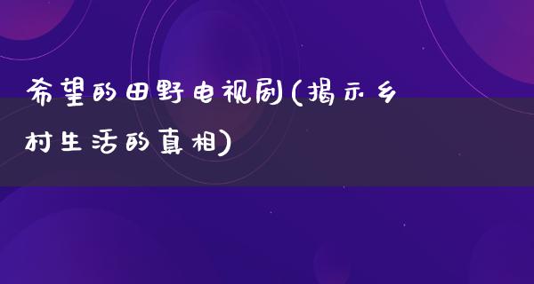 希望的田野电视剧(揭示乡村生活的**)