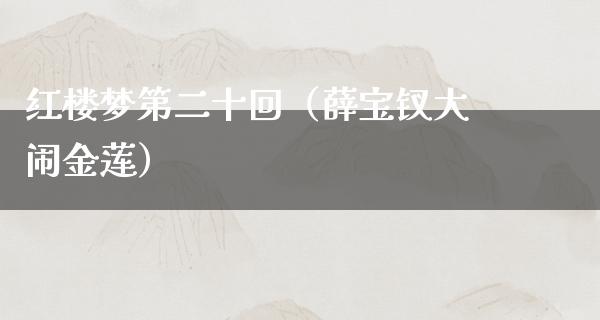 红楼梦第二十回（薛宝钗大闹金莲）