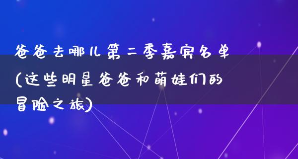 爸爸去哪儿第二季嘉宾名单(这些明星爸爸和萌娃们的冒险之旅)