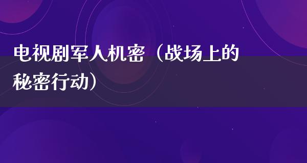 电视剧军人机密（战场上的秘密行动）