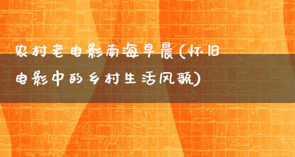 农村老电影南海早晨(怀旧电影中的乡村生活风貌)