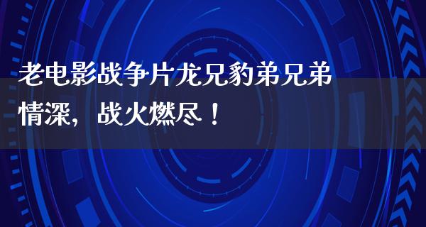 老电影战争片龙兄豹弟兄弟情深，战火燃尽！