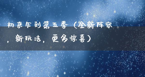 初来乍到第五季（全新阵容，新玩法，更多惊喜）