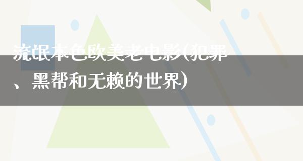 流氓本色欧美老电影(犯罪、黑帮和无赖的世界)