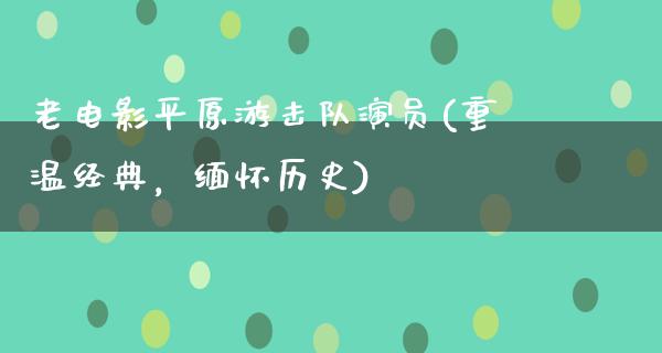 老电影平原游击队演员(重温经典，缅怀历史)