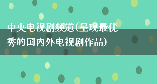 **电视剧频道(呈现最优秀的国内外电视剧作品)