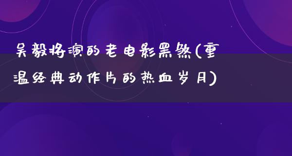 吴毅将演的老电影黑煞(重温经典动作片的热血岁月)