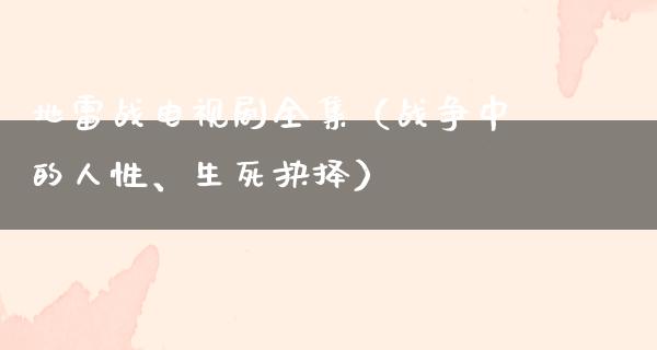 地雷战电视剧全集（战争中的人性、生死抉择）