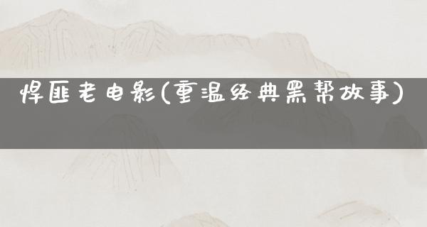 悍匪老电影(重温经典黑帮故事)