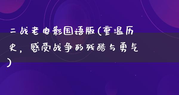 二战老电影国语版(重温历史，感受战争的残酷与勇气)