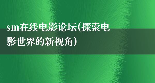 sm在线电影论坛(探索电影世界的新视角)