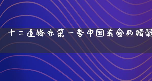 十二道锋味第一季中国美食的精髓