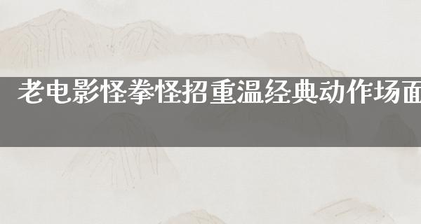 老电影怪拳怪招重温经典动作场面