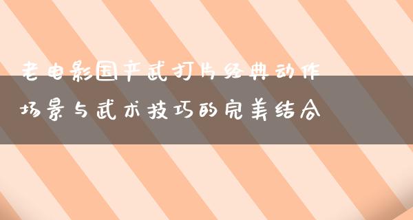 老电影国产武打片经典动作场景与武术技巧的完美结合