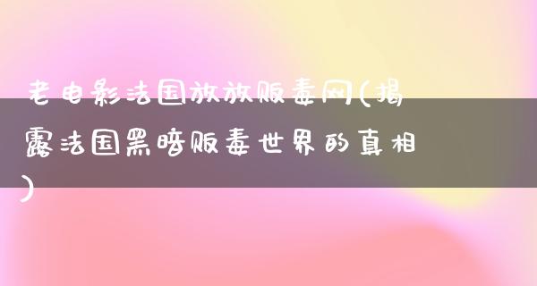 老电影法国放放贩毒网(揭露法国黑暗贩毒世界的真相)