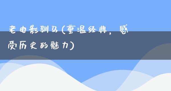 老电影驯马(重温经典，感受历史的魅力)