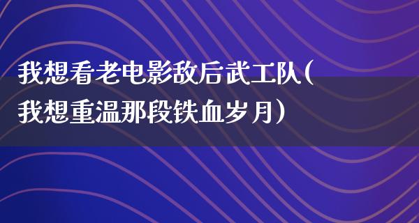 我想看老电影敌后武工队(我想重温那段铁血岁月)