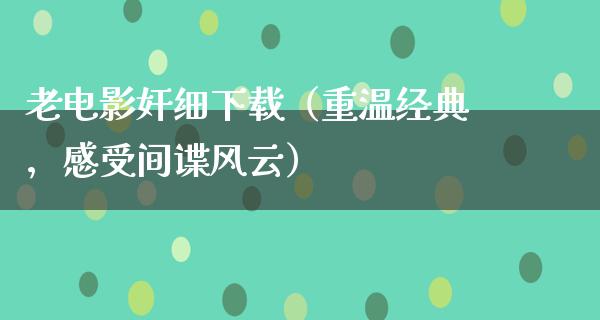 老电影奸细下载（重温经典，感受间谍风云）