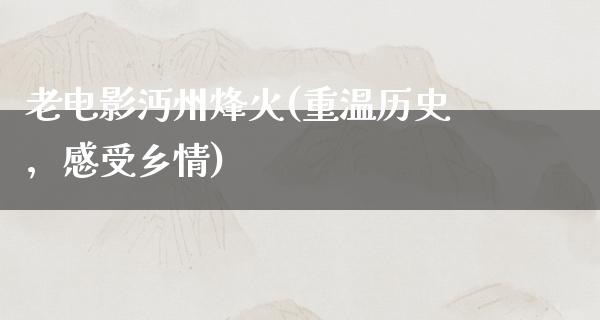 老电影沔州烽火(重温历史，感受乡情)