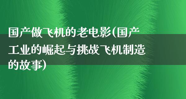 国产做飞机的老电影(国产工业的崛起与挑战飞机制造的故事)