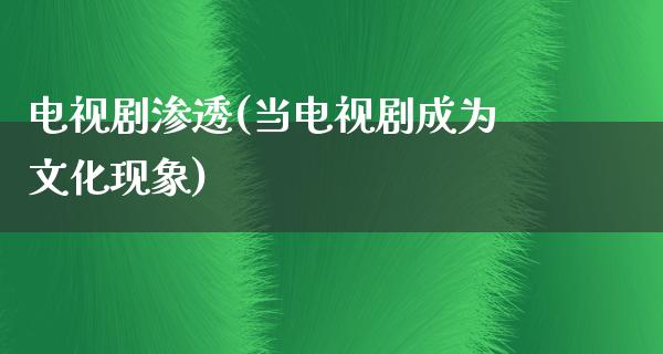 电视剧渗透(当电视剧成为文化现象)