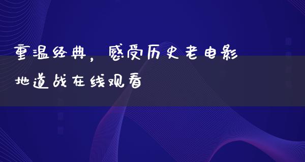 重温经典，感受历史老电影地道战在线观看