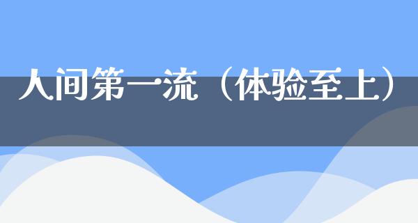 人间第一流（体验至上）