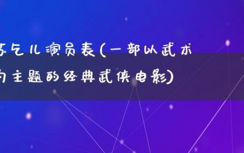 苏乞儿演员表(一部以武术为主题的经典武侠电影)