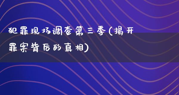 犯罪现场调查第三季(揭开罪案背后的**)