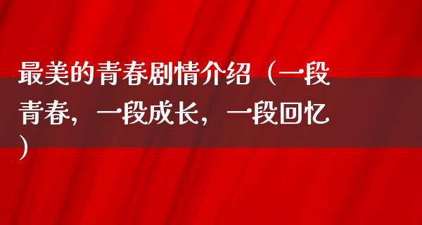 最美的青春剧情介绍（一段青春，一段成长，一段回忆）