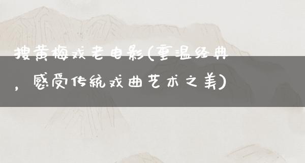 搜黄梅戏老电影(重温经典，感受传统戏曲艺术之美)