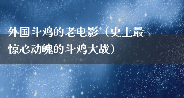 外国斗鸡的老电影（史上最惊心动魄的斗鸡大战）