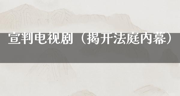 宣判电视剧（揭开法庭**）