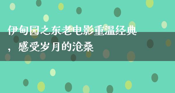 伊甸园之东老电影重温经典，感受岁月的沧桑