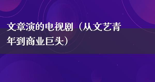 文章演的电视剧（从文艺青年到商业巨头）