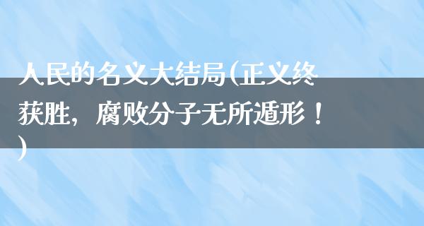 **的名义大结局(正义终获胜，**分子无所遁形！)