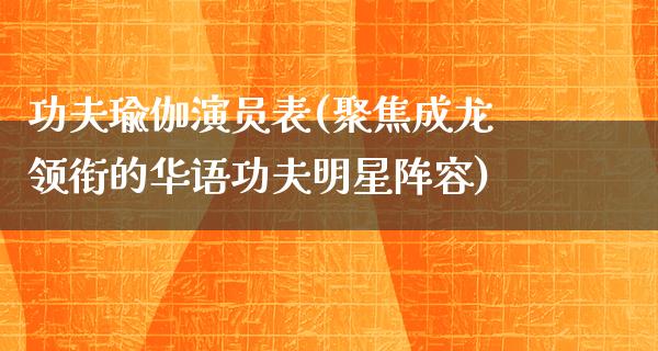 功夫瑜伽演员表(聚焦成龙领衔的华语功夫明星阵容)