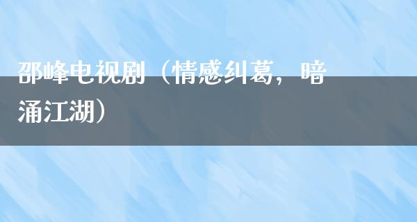 邵峰电视剧（情感纠葛，暗涌**）