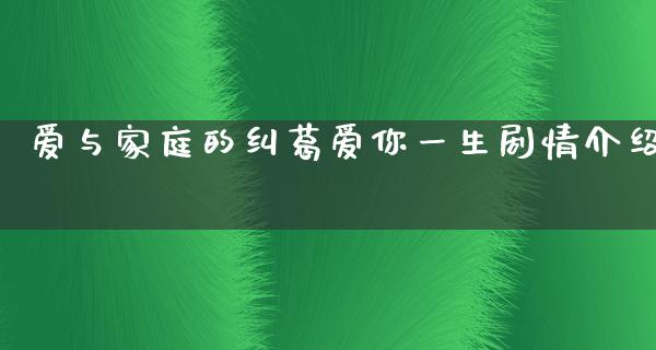 爱与家庭的纠葛爱你一生剧情介绍