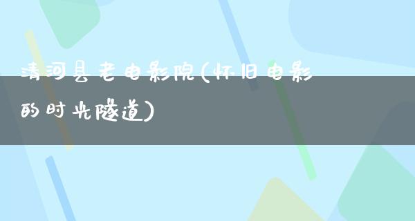 清河县老电影院(怀旧电影的时光隧道)