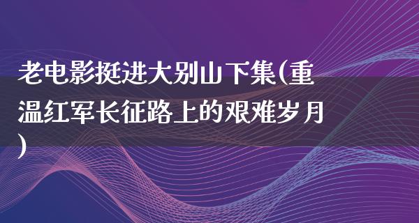 老电影挺进大别山下集(重温红军长征路上的艰难岁月)