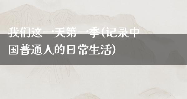 我们这一天第一季(记录中国普通人的日常生活)