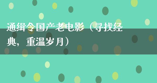 通缉令国产老电影（寻找经典，重温岁月）